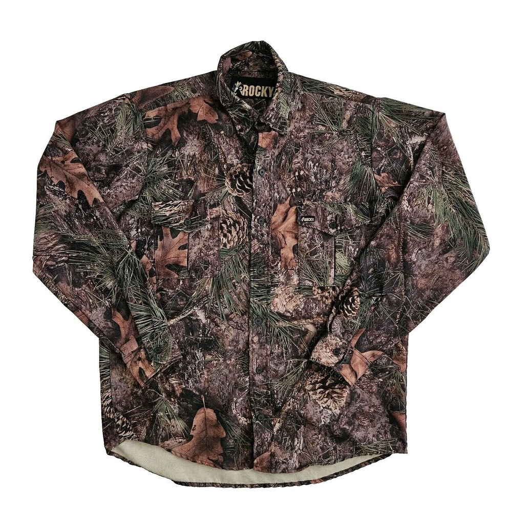 Vintage Rocky (Mens Large) True Timber Camo Button Up‎ Long Sleeve Shirt Hunting